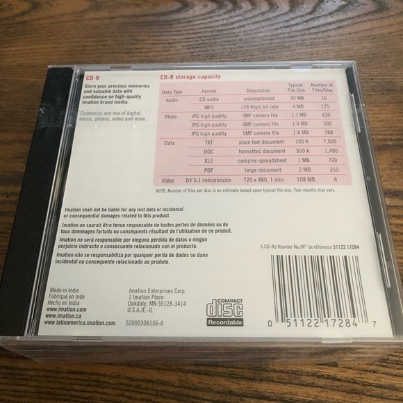 🎄Imation CD-R  data music photos 10 discs - Picture 4 of 4
